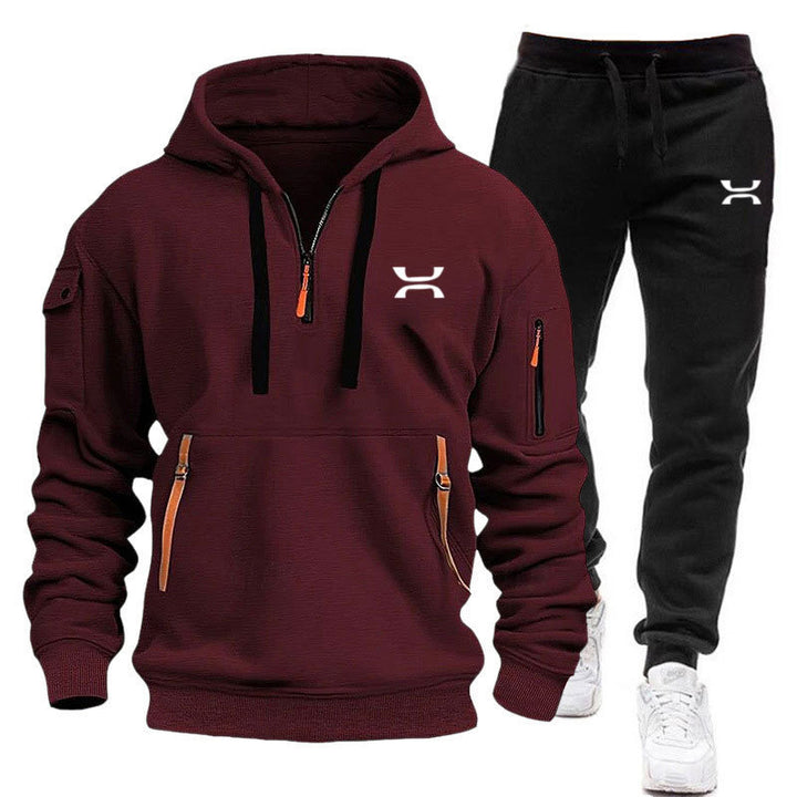 Herren sportliches Hoodie- und Jogginganzug-Set mit funktionalen Taschen und sportlichem Schnitt Aliams