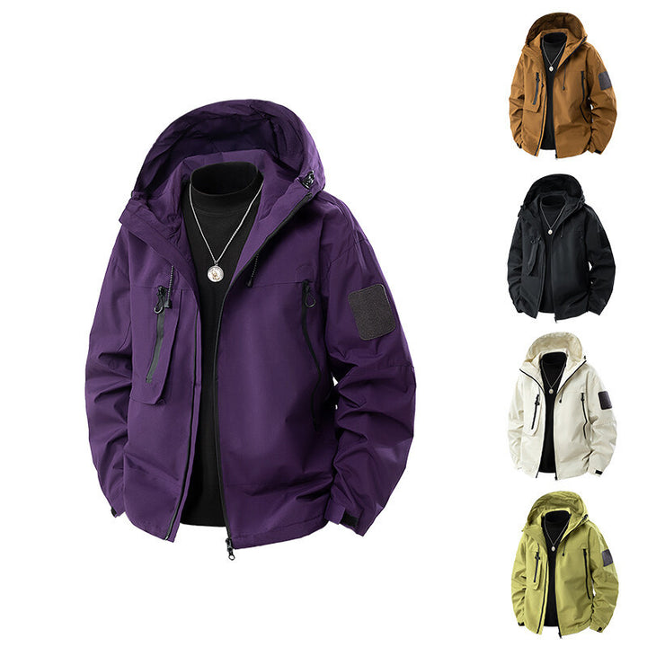 Herren wasserfeste Multifunktionsjacke mit Kapuze und praktischen Taschen Aliams