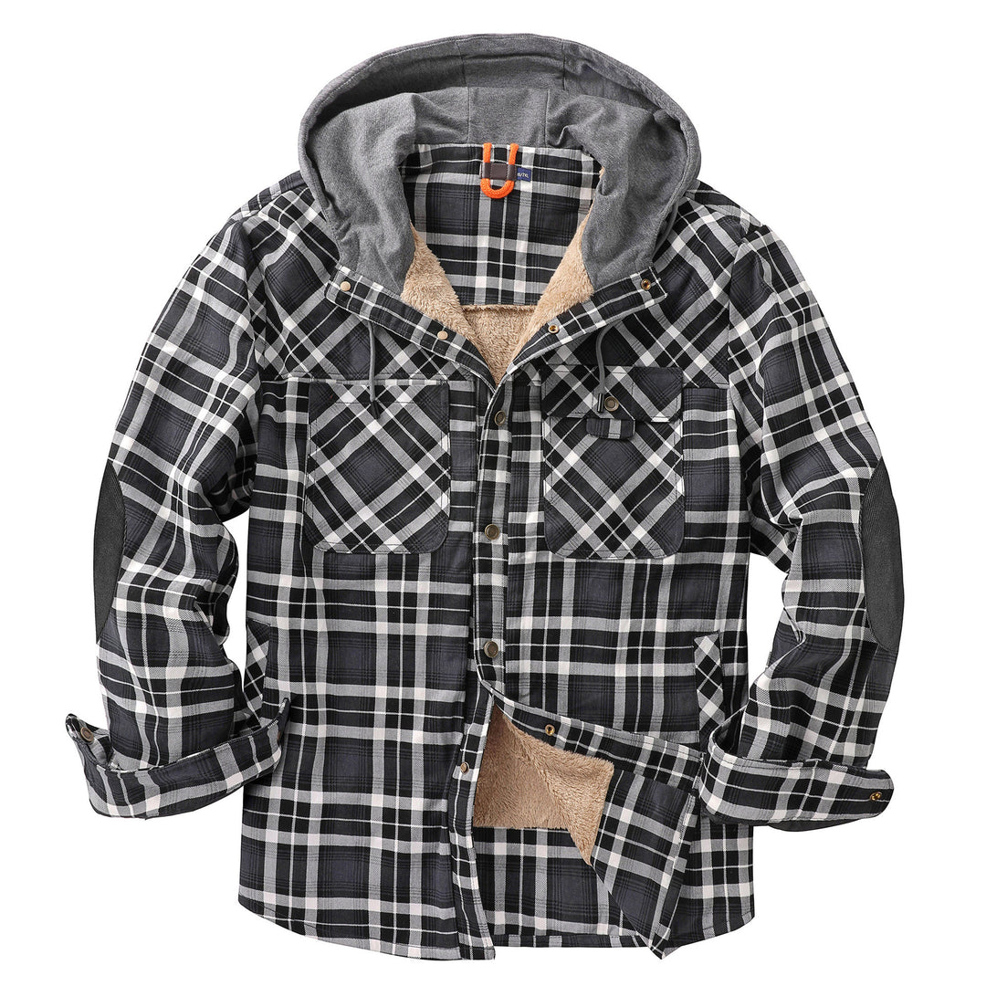 Herren Flanelljacke mit Kapuze und weichem Futter Aliams