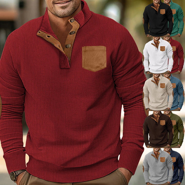 Herren Komfortabler Pullover mit Stehkragen und Kontrastdetails Aliams