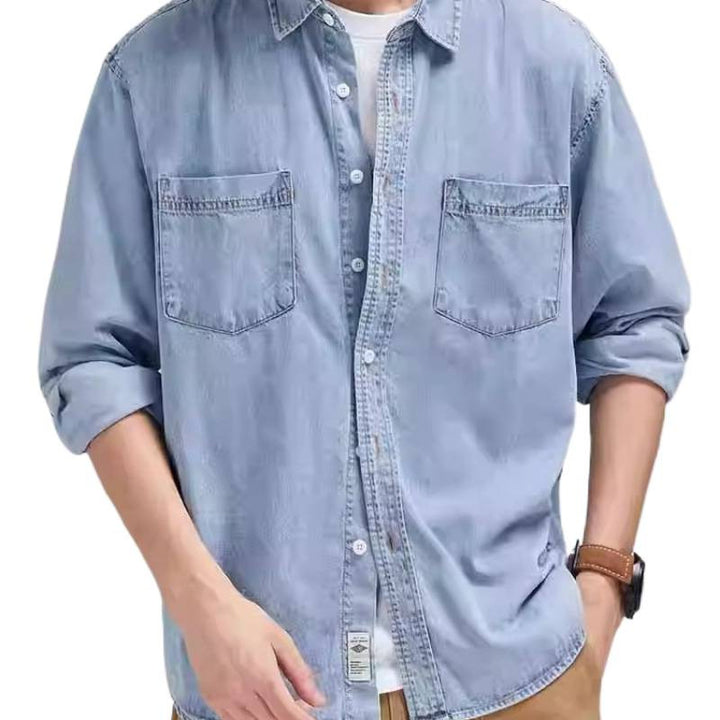 Herren Denim-Hemdjacke mit praktischen Brusttaschen Aliams
