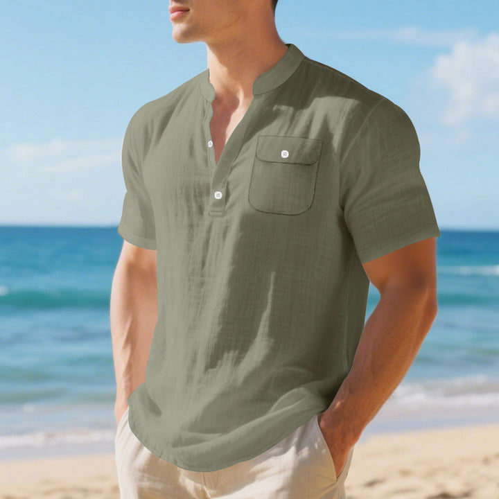 Herren Kurzarm-Hemd mit Knopfleiste und praktischer Brusttasche Aliams