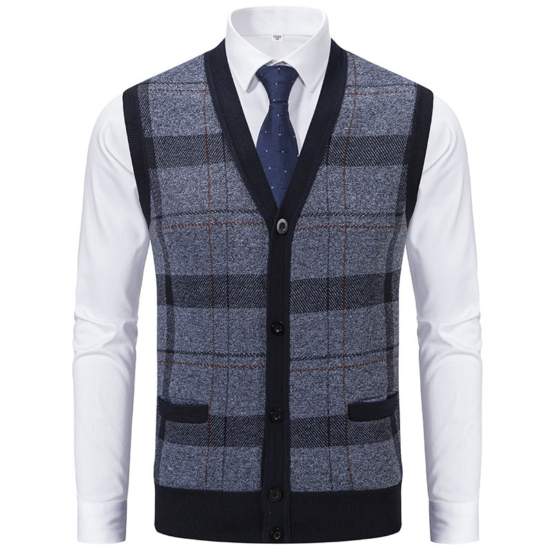Herren elegante Strickjacke mit modernem Karomuster Aliams