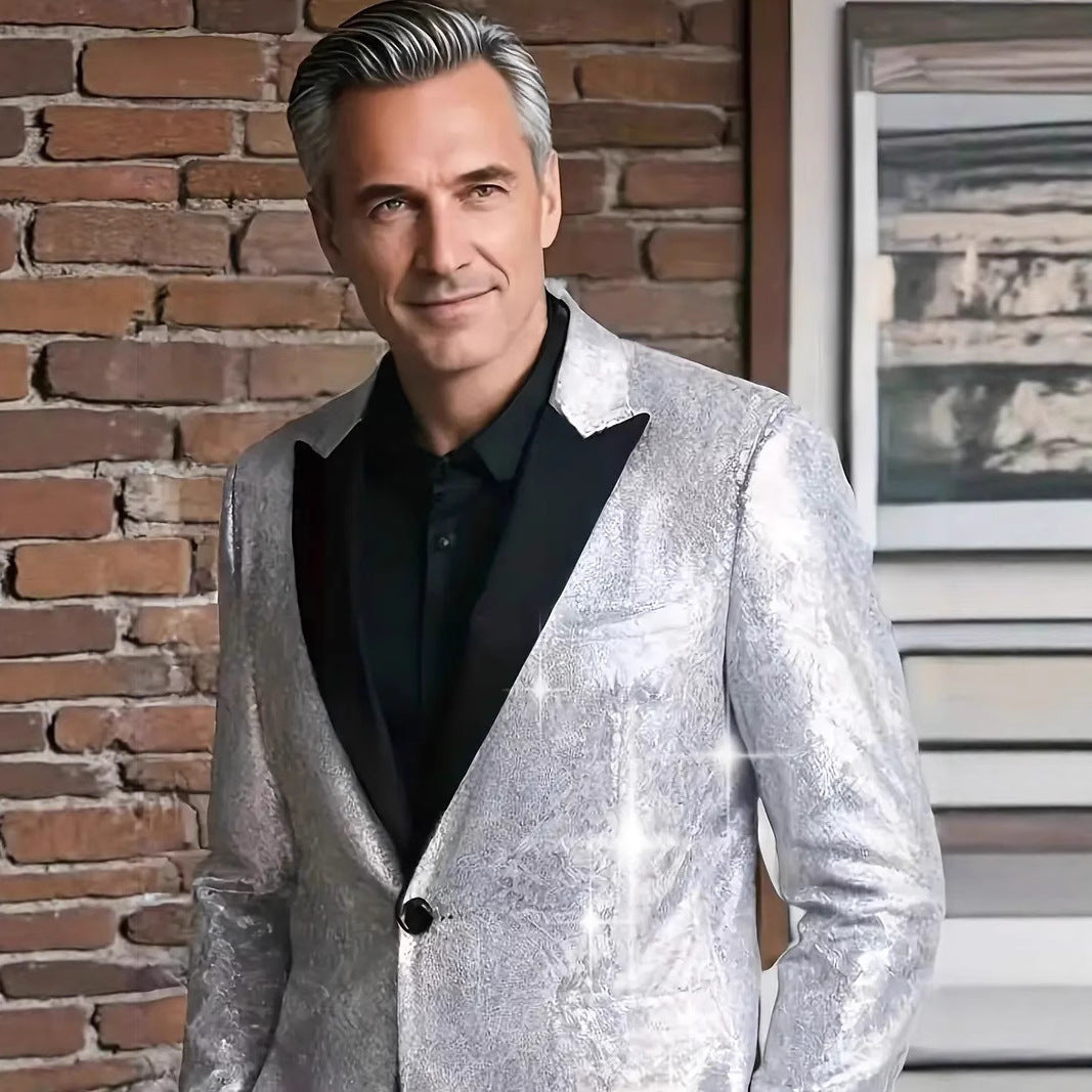 Herren Funkelnder Paillettenblazer mit elegantem Schnitt Aliams