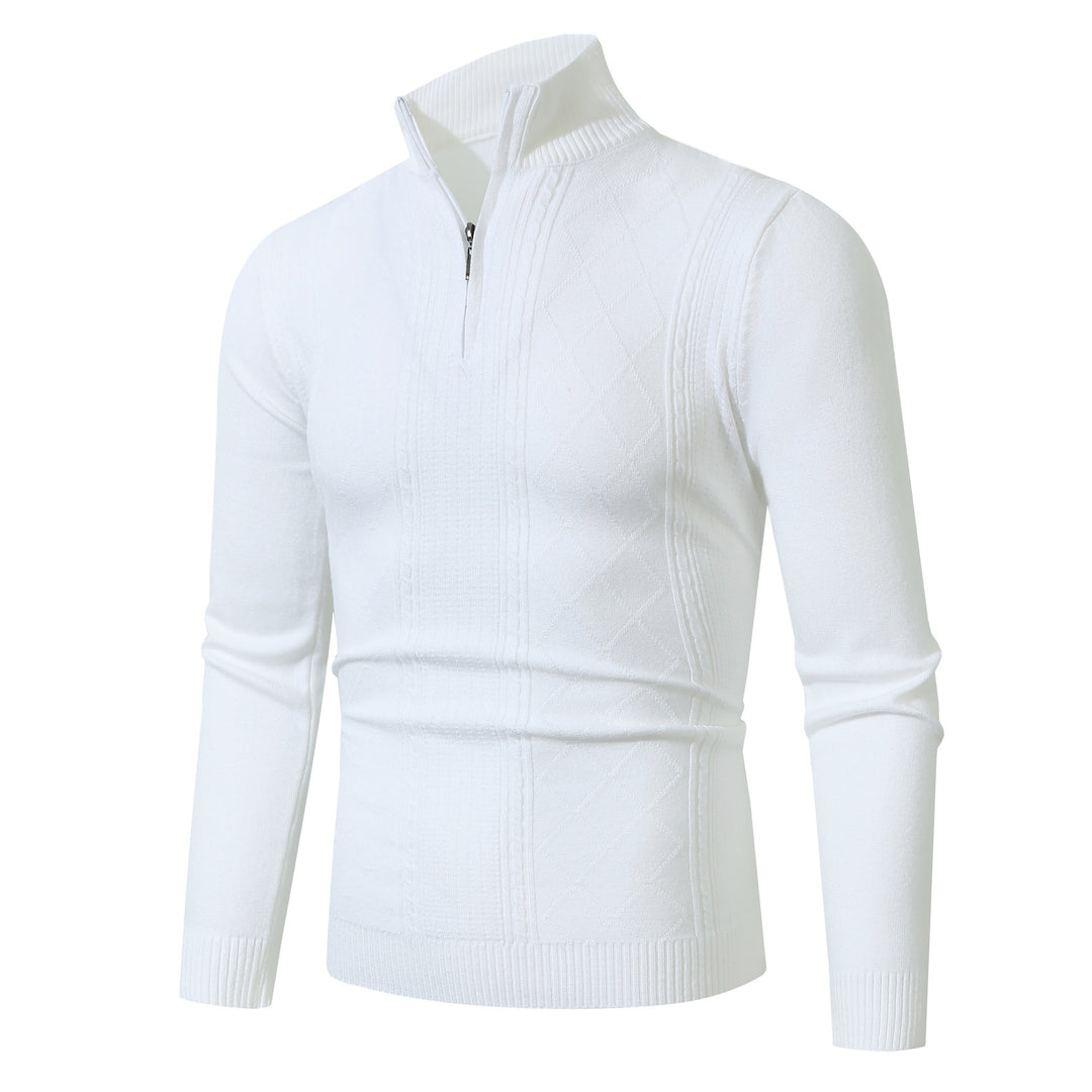 Herren Strickpullover mit hochabschließendem Reißverschluss und modernem Zopfmuster Aliams