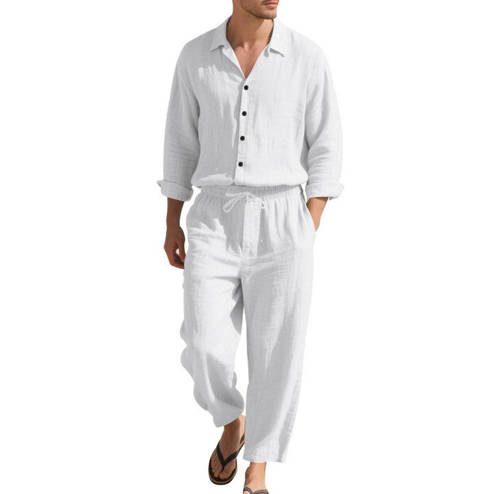 Herren Casual Freizeitanzug mit Oberteil und elastischer Hose Aliams