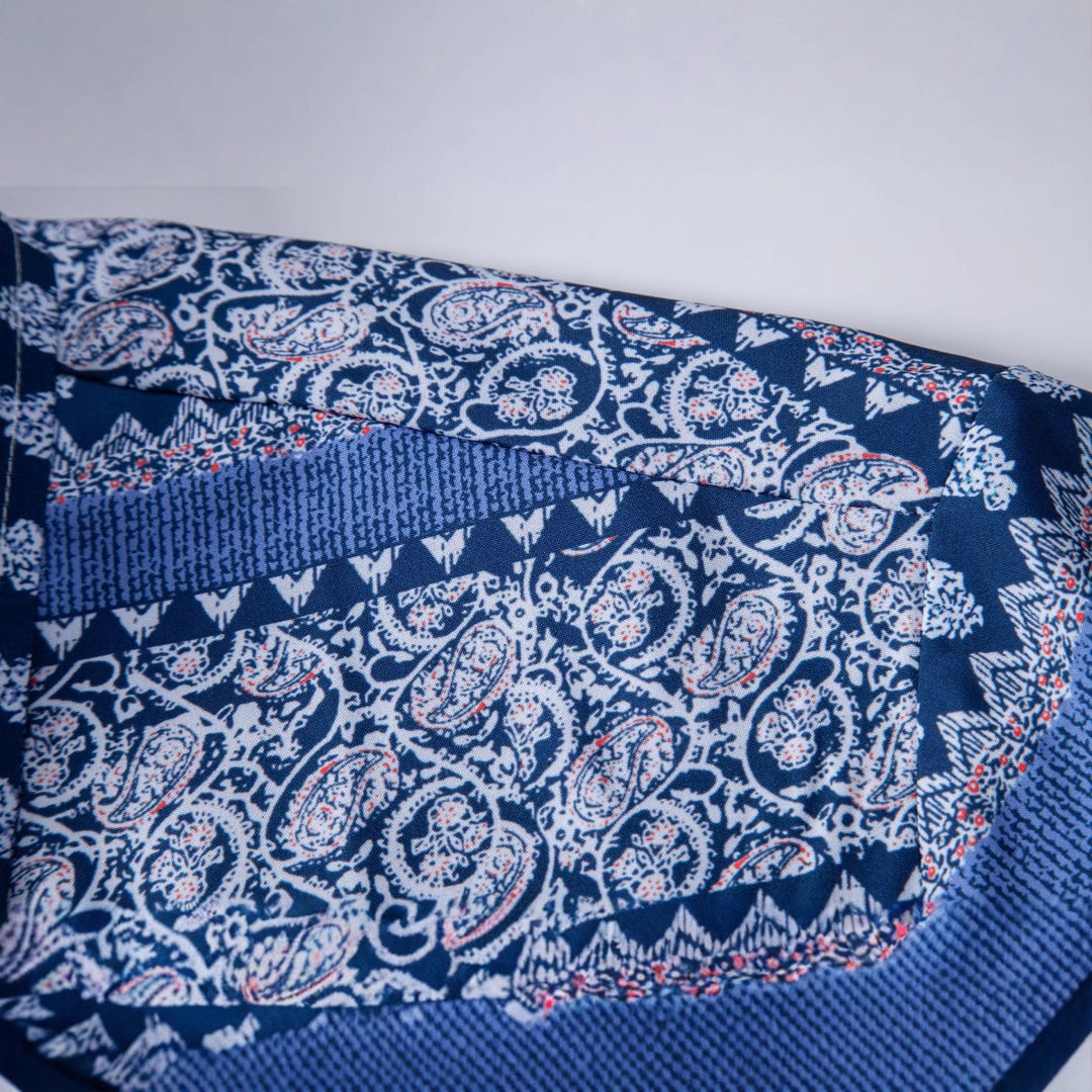 Herren Kurzarmhemd mit ethnischem Muster und modernem Stehkragen Aliams