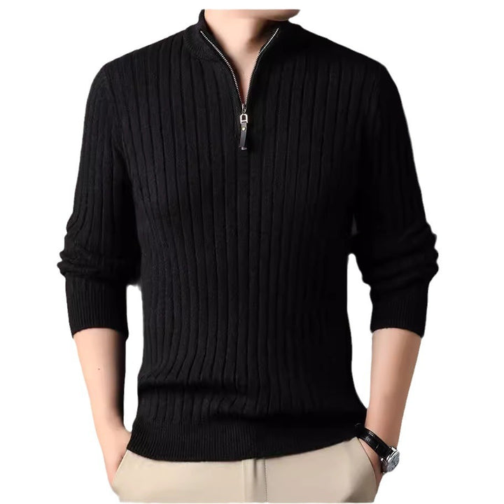 Herren Strickpullover mit modernem Stehkragen im Rippdesign Aliams