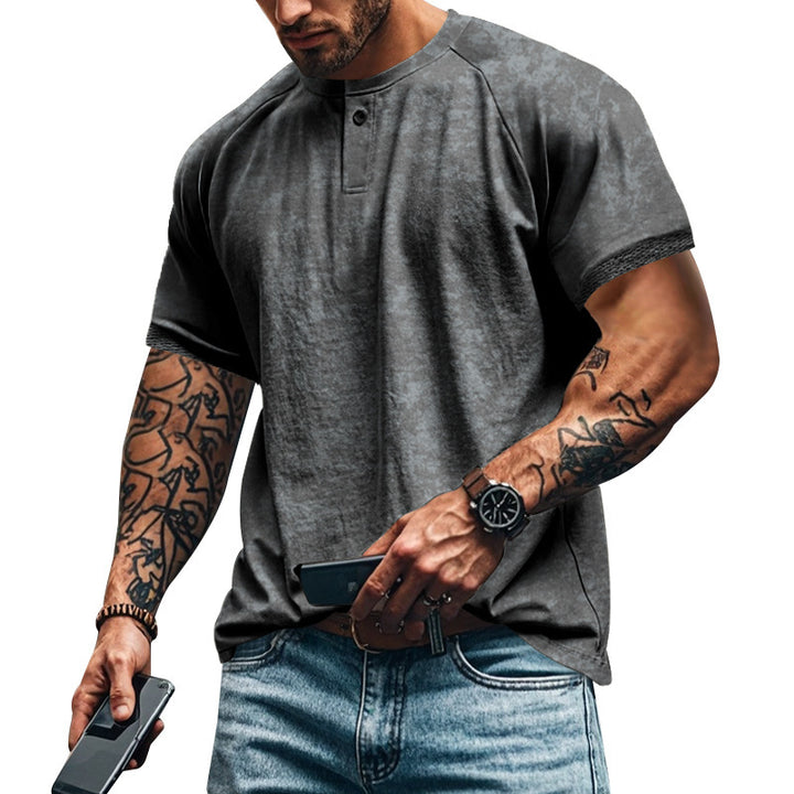 Herren Kurzarm-Henley-Shirt mit strukturierten Akzenten und sportlichem Schnitt Aliams