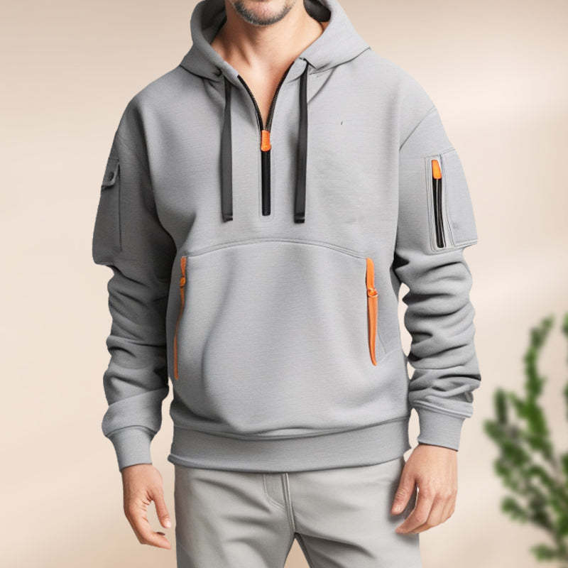 Herren funktionaler Kapuzenpullover mit innovativem Reißverschluss und praktischen Taschen Aliams