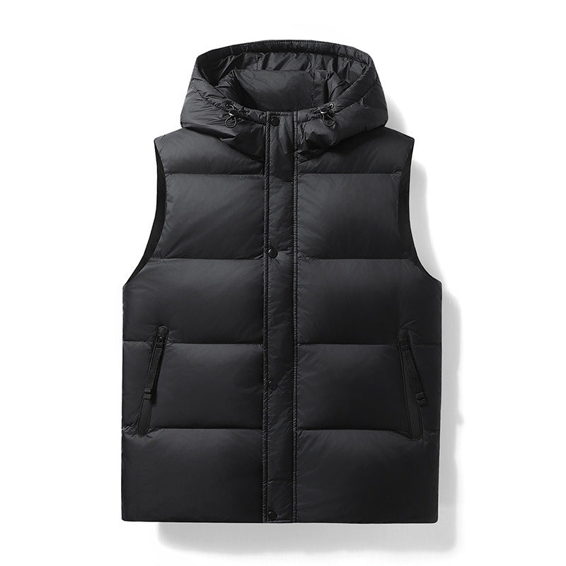Herren gesteppte Weste mit abnehmbarer Kapuze und tiefen Taschen Aliams