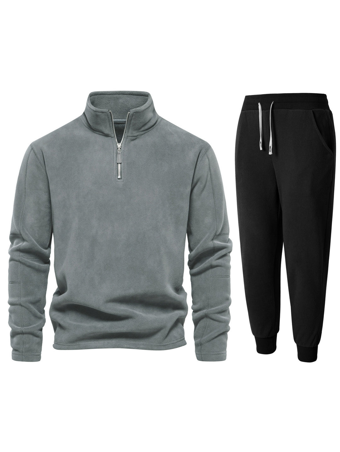 Herren Fleece-Oberteil mit kurzer Reißverschluss und bequemen Jogginghosen Aliams