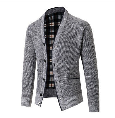 Herren eleganter Strickcardigan mit Karomuster Aliams