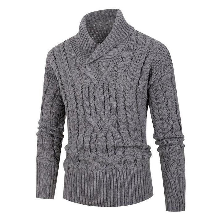 Herren Grobstrickpullover mit Schalkragen und raffinierten Zopfmuster Aliams