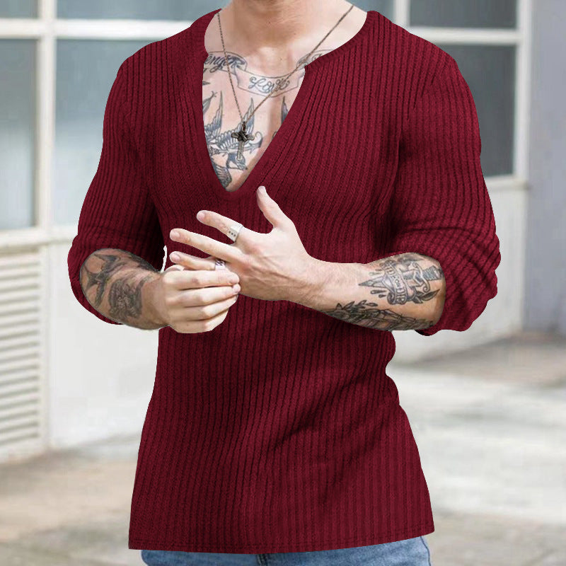 Herren V-Ausschnitt Strickpullover Aliams