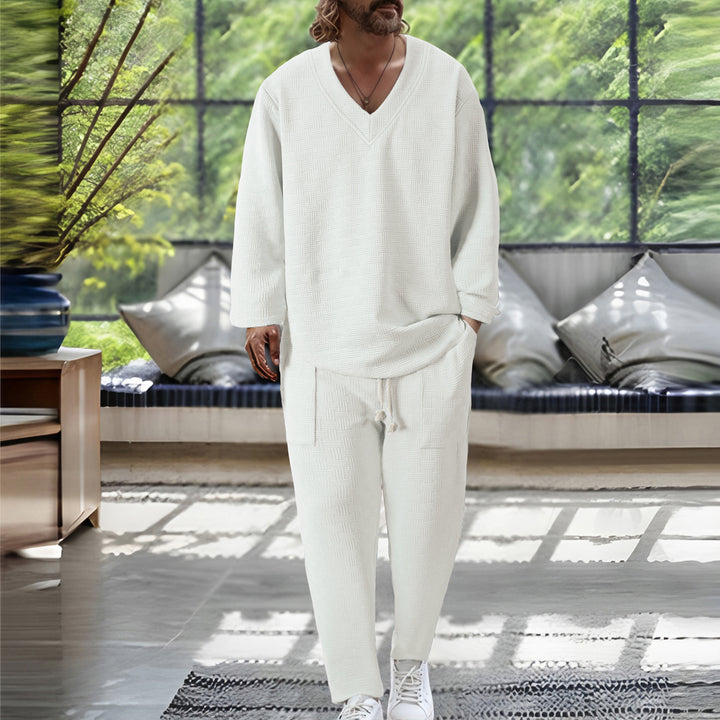Herren gemütlicher Lounge-Anzug mit V-Ausschnitt Aliams