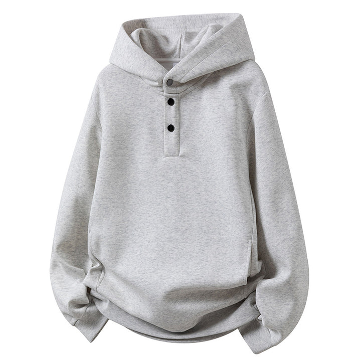 Herren Kapuzenpullover mit Knopfleiste und Kängurutasche Aliams