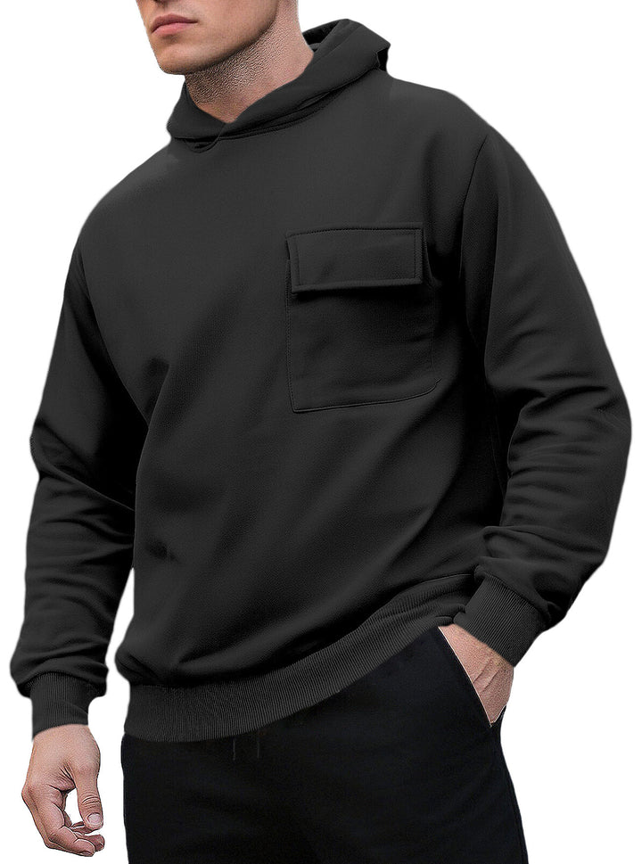 Herren bequemer Kapuzenpullover mit praktischer Brusttasche Aliams