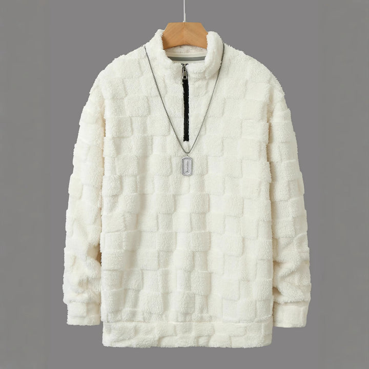 Herren Fleece-Pullover mit Reißverschluss und strukturiertem Design Aliams