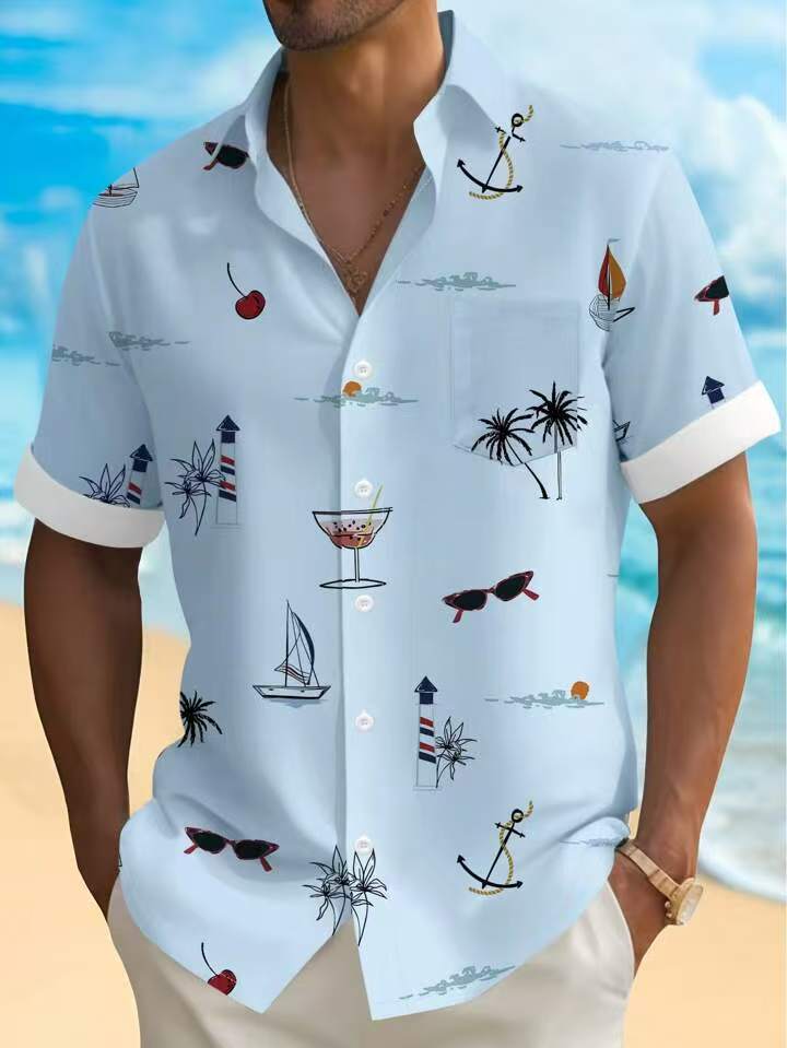 Herren Freizeithemd mit Maritimen Motiven Aliams