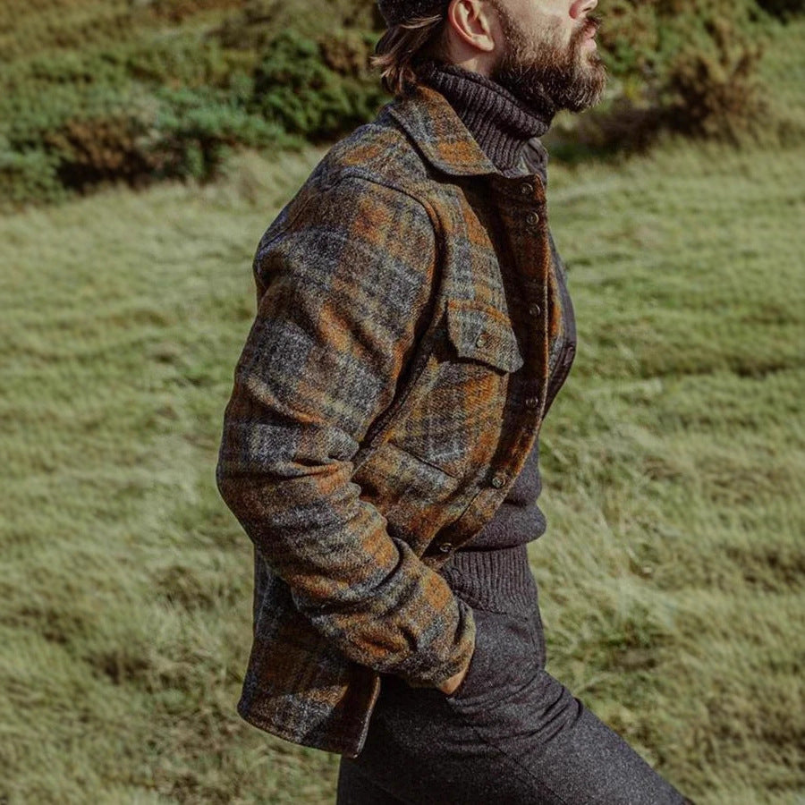 Herren Gemusterte Flanelljacke mit praktischen Taschen Aliams