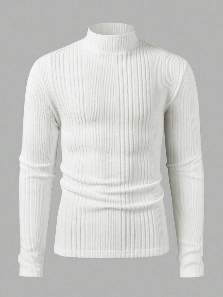 Herren Strickpullover mit hohem Kragen und Rippstruktur Aliams