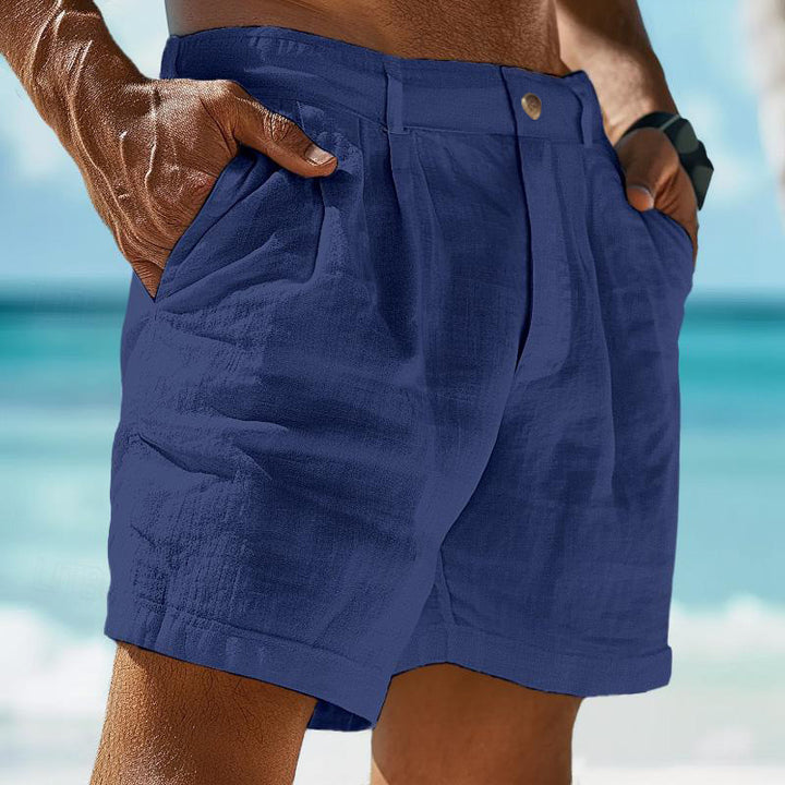 Herren elegante Freizeitshorts aus atmungsaktivem Leinenmix mit praktischen Taschen Aliams