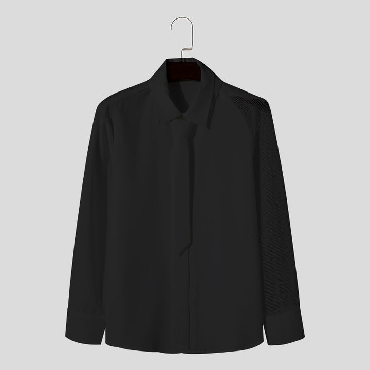 Damen Langarm Bluse mit transparenten Netzdetails Aliams