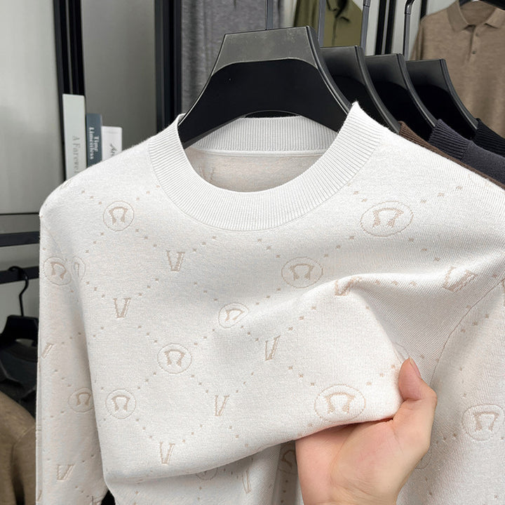 Herren eleganter Rundhalspullover mit strukturiertem Design Aliams