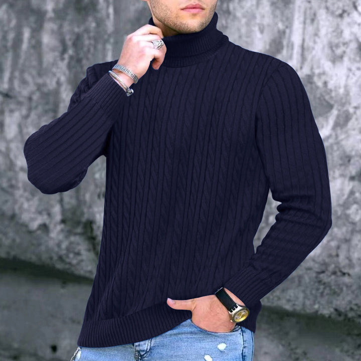 Herren Zopfmuster Rollkragenpullover Aliams