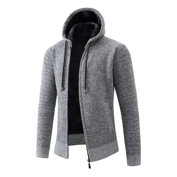 Herren gemütlicher Strickhoodie mit kuscheligem Innenfutter Aliams