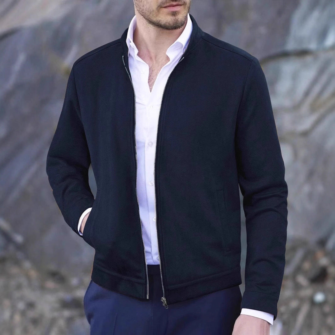 Herren elegante und bequeme Softshelljacke mit hohem Kragen und Durchgehendem Reißverschluss Aliams