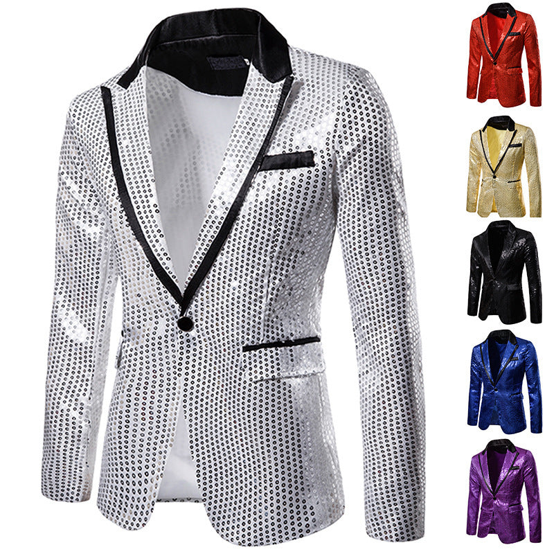 Herren eleganter Paillettenblazer mit modernem Schnitt und schimmerndem Finish Aliams