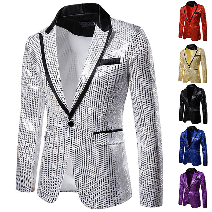 Herren eleganter Paillettenblazer mit modernem Schnitt und schimmerndem Finish Aliams
