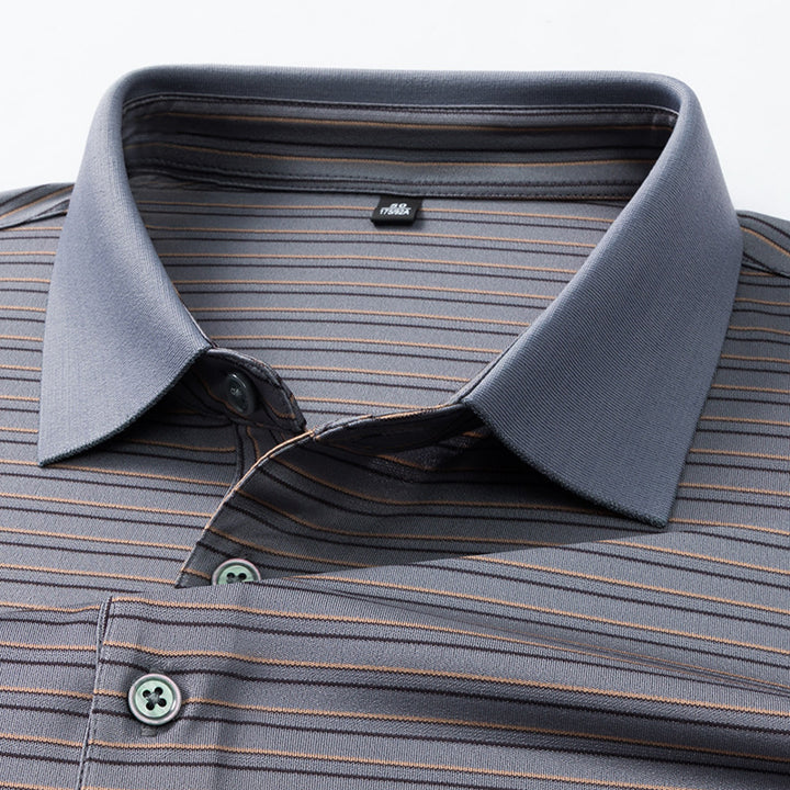 Herren Kurzarm Poloshirt mit innovativem Streifenmuster und atmungsaktiver Technologie Aliams
