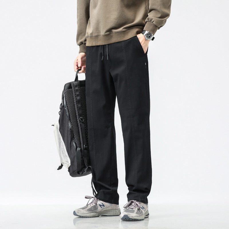 Herren bequeme Freizeit-Hose mit elastischem Bund und seitlichen Eingrifftaschen Aliams