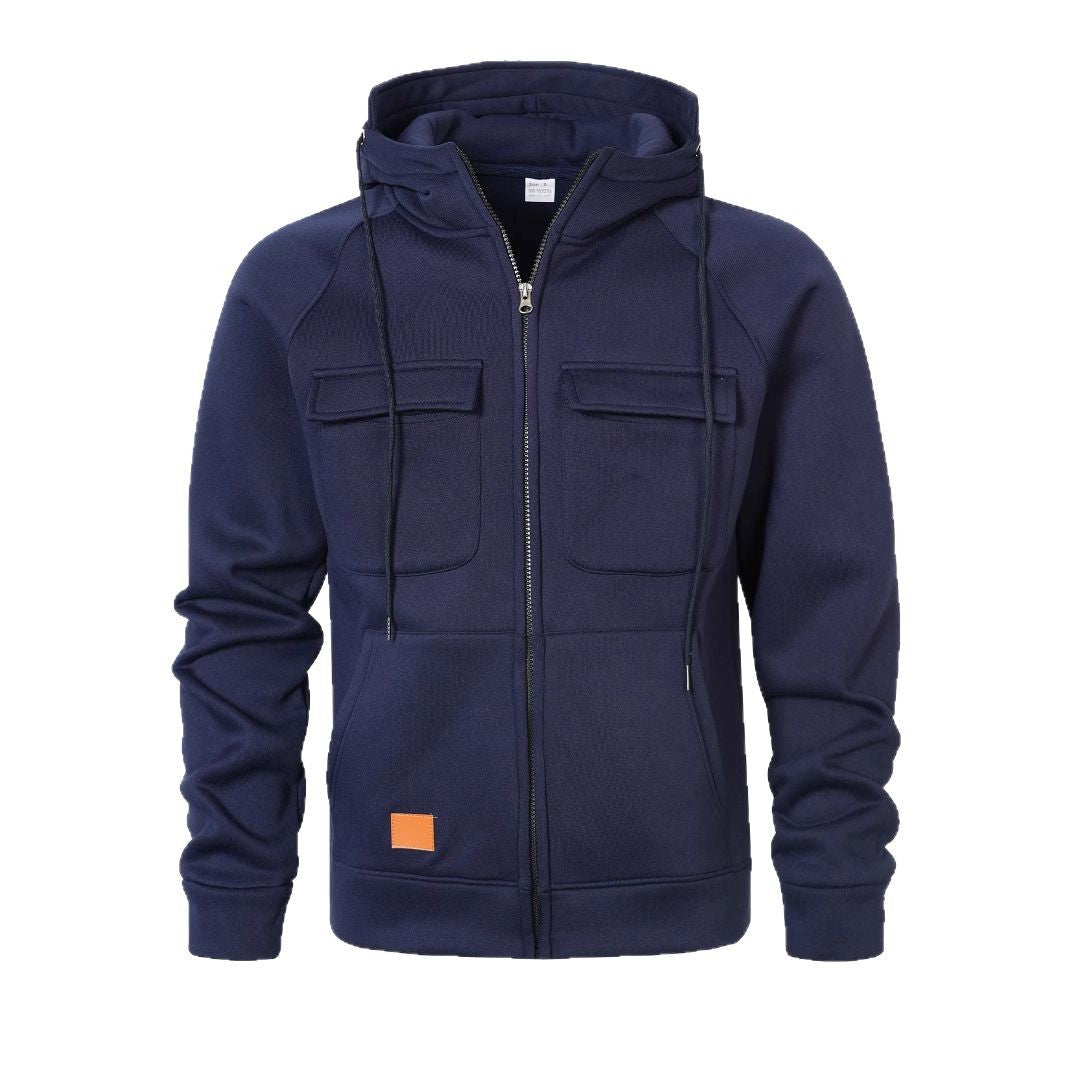 Herren Stylische Kapuzenjacke mit praktischen Taschen und Reißverschluss Aliams