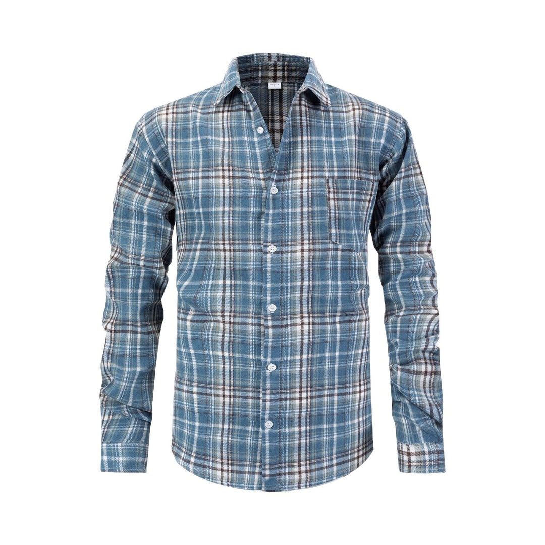Herren kariertes Langarmhemd mit moderner Passform und praktischer Brusttasche Aliams