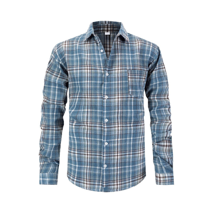 Herren kariertes Langarmhemd mit moderner Passform und praktischer Brusttasche Aliams