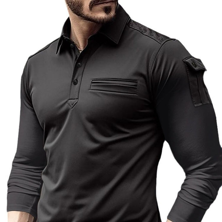Herren sportliches Langarm-Shirt mit praktischem Eingrifftaschen-Design Aliams