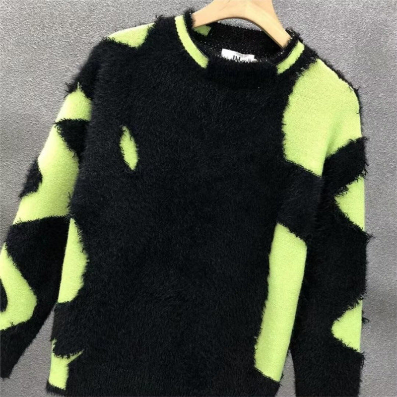 Damen kreativer Oversized-Pullover mit kontrastierendem Strukturdesign Aliams