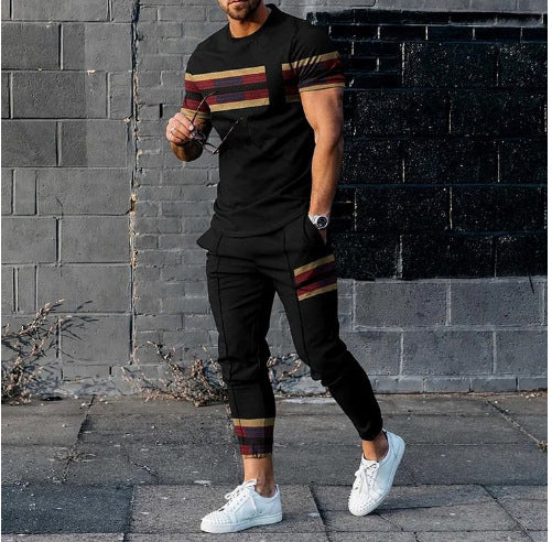 Herren Freizeit-Set mit kontrastierenden Streifen Aliams