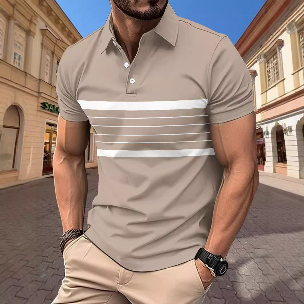 Herren sportliches Poloshirt mit modernen Horizontalstreifen Aliams