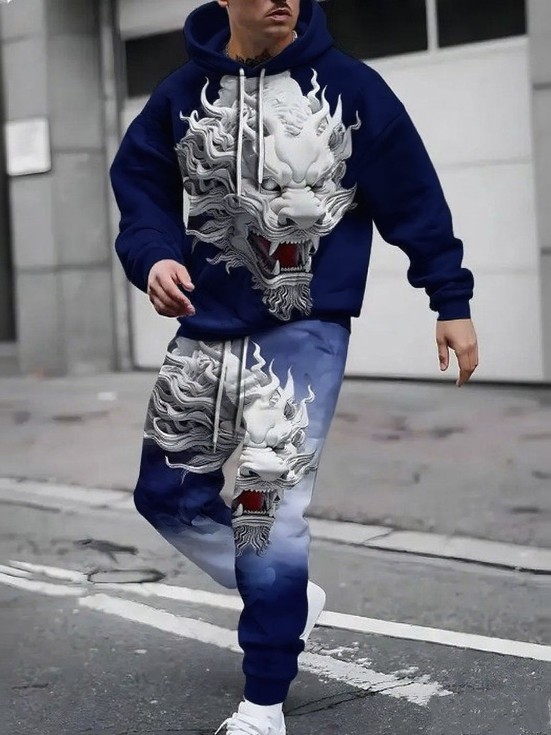 Herren Hoodie- und Jogginghose-Set mit einzigartigem Grafikdesign Aliams