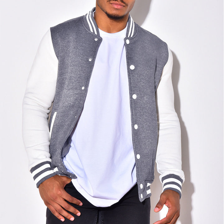 Herren sportliche Collegejacke mit gestreiften Ärmelbündchen und praktischen Knöpfen Aliams