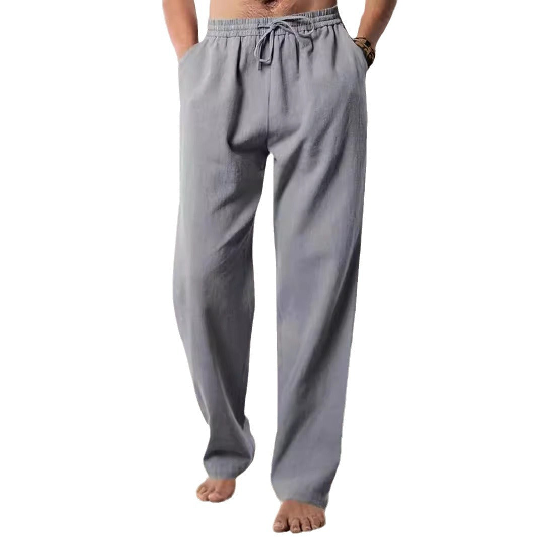 Herren Bequeme Leinenhose mit verstellbarem Bund Aliams