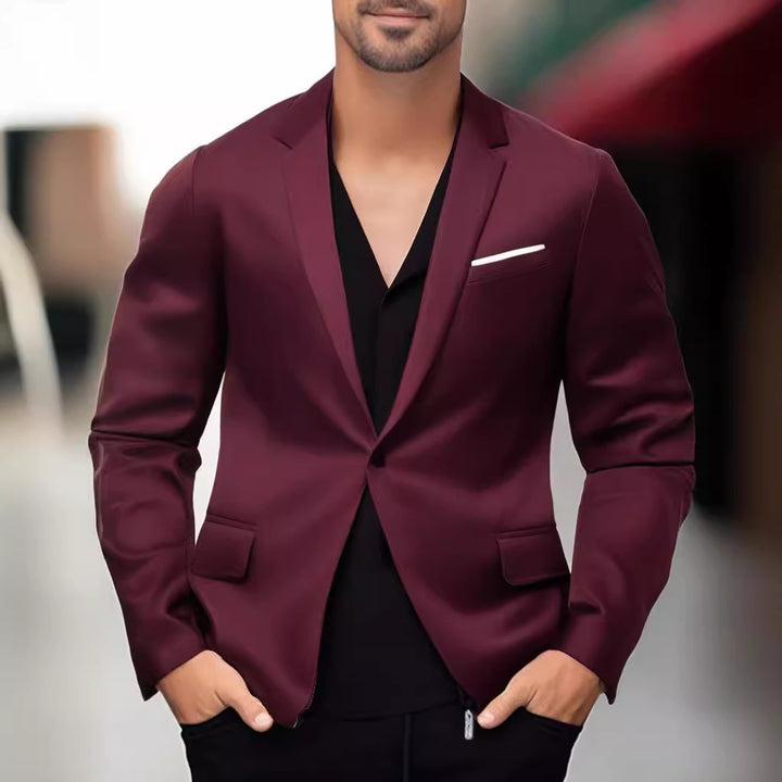 Herren eleganter und stilvoller Blazer mit farblich abgesetztem Revers Aliams