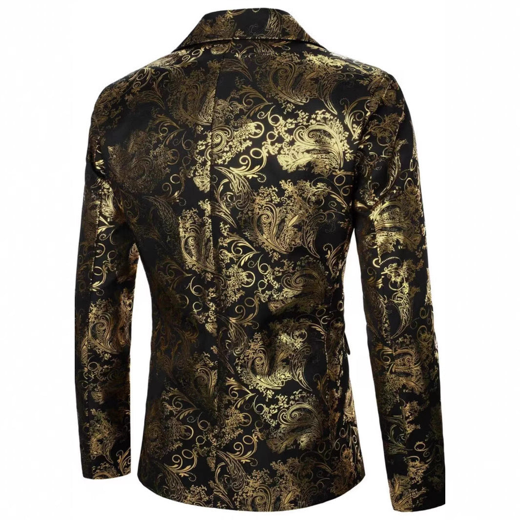Herren Eleganter Pailletten-Blazer im floralen Design Aliams