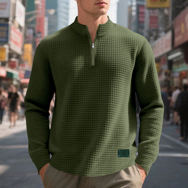 Herren Pullover mit Reißverschluss und strukturiertem Design Aliams