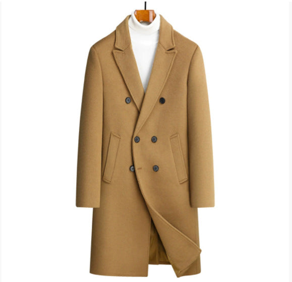 Herren eleganter Wollmantel mit doppelter Knopfleiste und dekorativem Revers Aliams